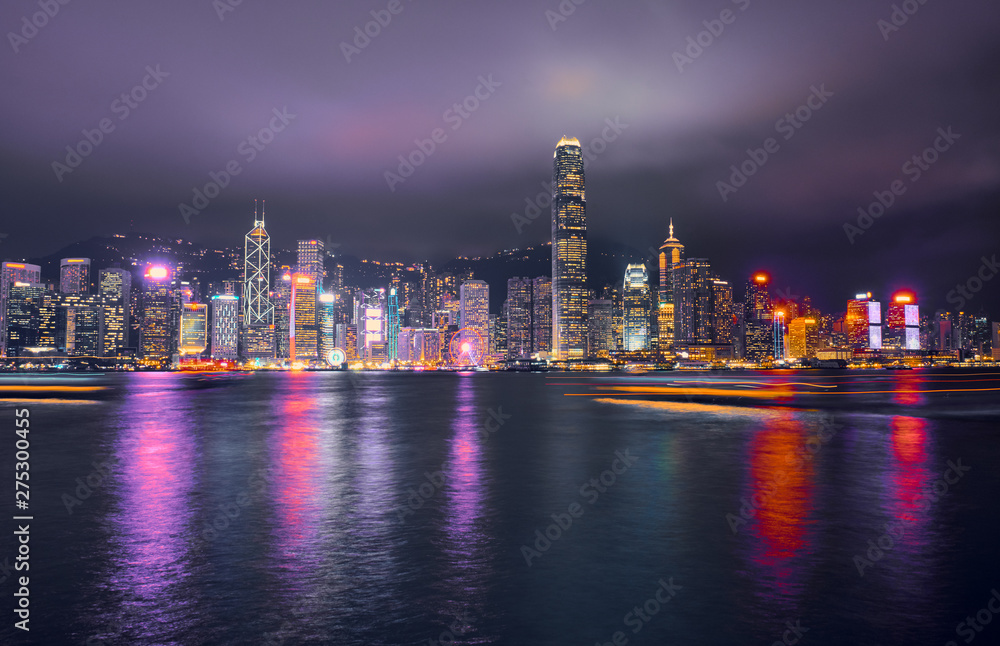 Fototapeta premium Panoramę Hongkongu w nocy