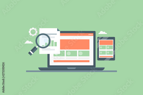 Search engine optimization, Website Seo, flat design concept with icons
