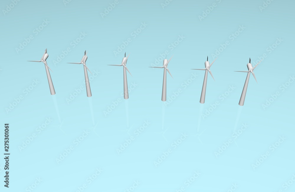wind turbine isolated on blue background 3D render wind turbine isolated on blue background 3D render