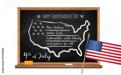 Fourth of July. Chalk inscription on blackboard
