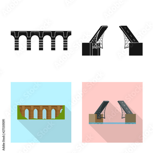 Vector illustration of connection and design icon. Set of connection and side stock symbol for web.