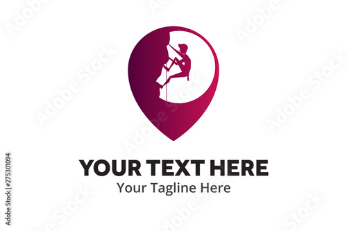 adventure climber unique simple logo creative design in flat style with color . hiker traveler creative simple logo creative design in flat style with color