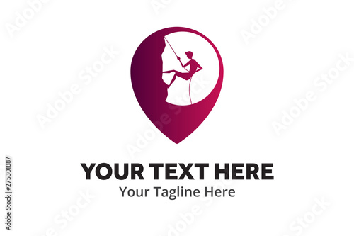 adventure climber unique simple logo creative design in flat style with color . hiker traveler creative simple logo creative design in flat style with color