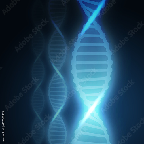 Background of the DNA molecule. to design websites pharmacies, laboratories, hospitals, clinics. Blue color with highlights. Realistically