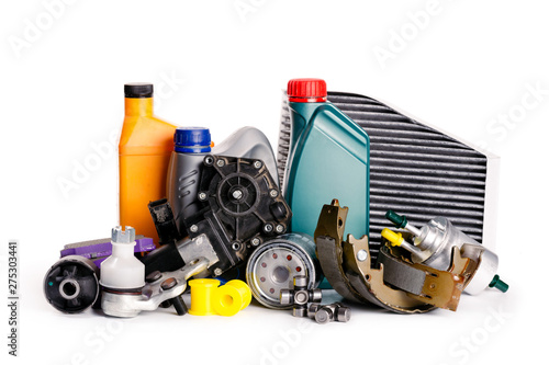Foto Car inspection, spare parts, car accessories, air filters, brake disc, headlight