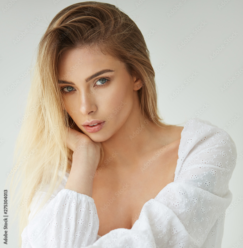 Portrait of young beautiful girl with a clean fresh face Portrait of young beautiful girl with a clean fresh face