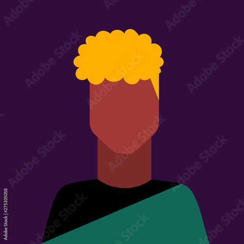 Сute avatar of blonde man with short hair. Icon of simple character. Stylish guy.