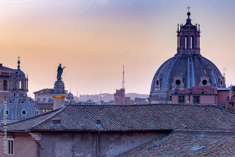 Rome. Old buildings and churches in the historic part of the city.