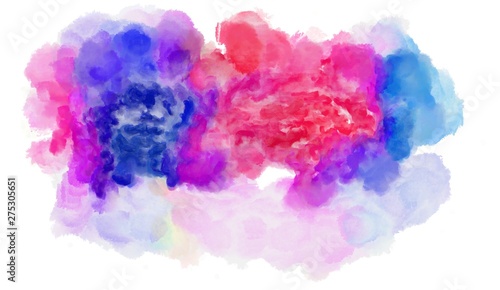 watercolor background. painting with thistle, royal blue and medium violet red colors