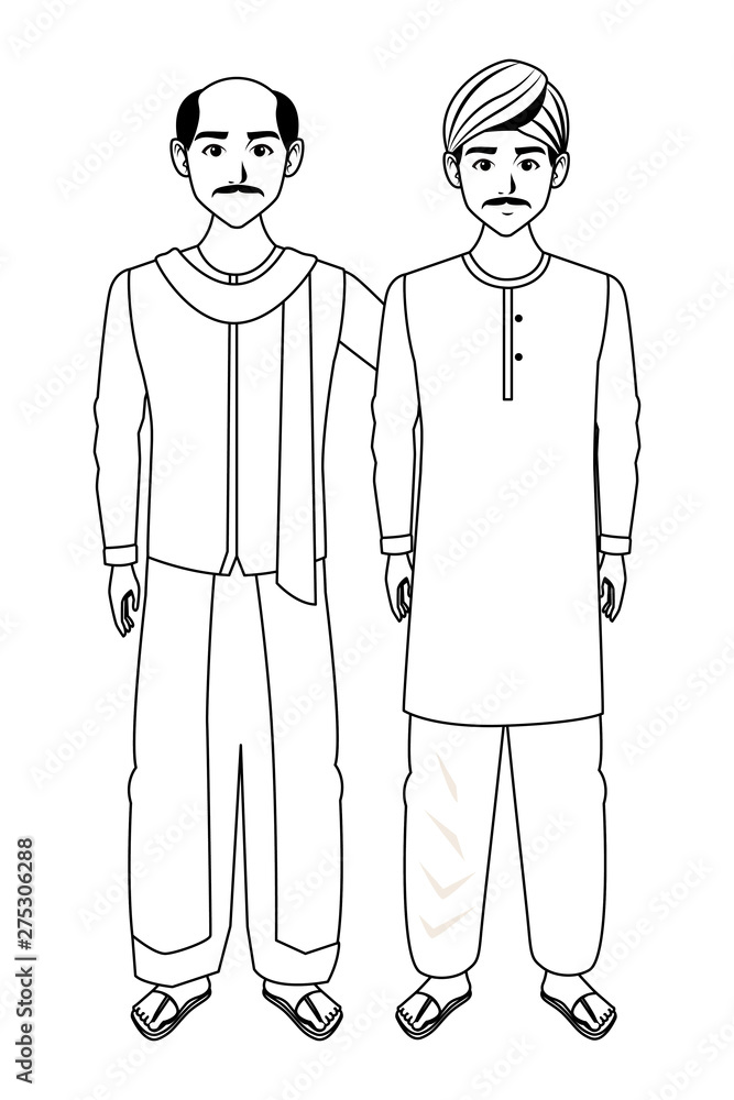 indian family avatar cartoon character in black and white indian family avatar cartoon character in black and white