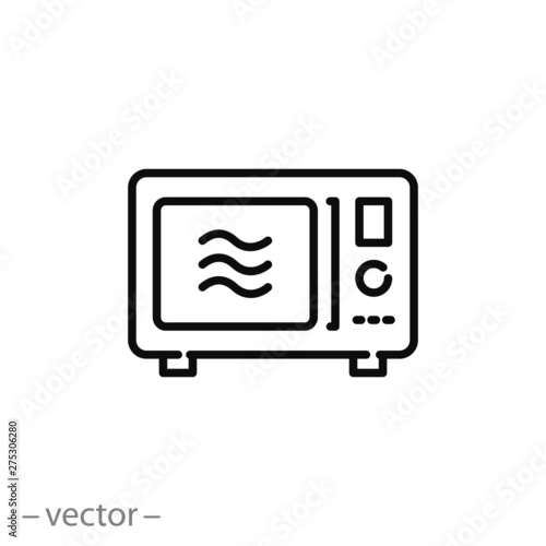 microwave icon, oven safe, line symbol on white background - editable stroke vector illustration eps10