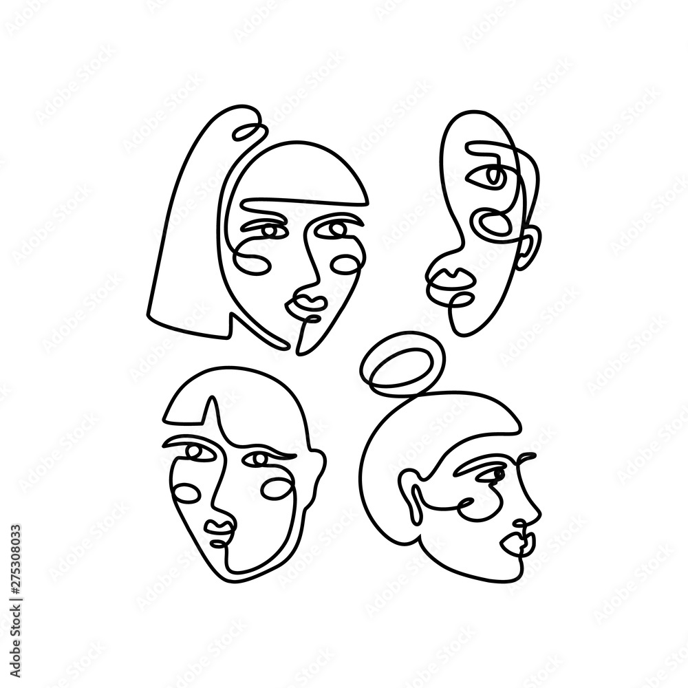 The Woman's Face Minimal Line Style. Continuous One Line drawing Abstract Vector Portrait of a female The Woman's Face Minimal Line Style. Continuous One Line drawing Abstract Vector Portrait of a female
