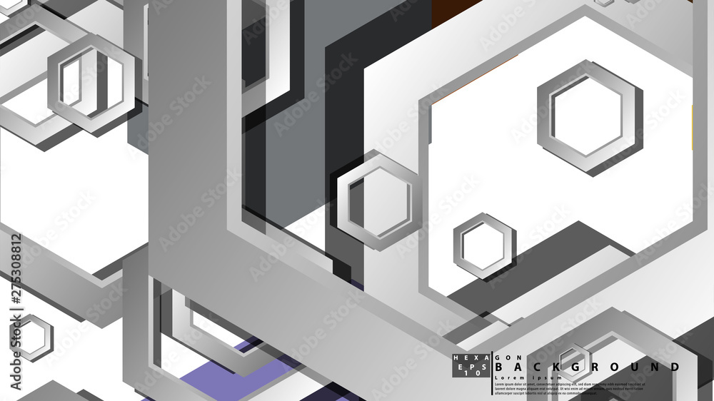 Abstract geometric background with hexagon cold color composition. Vector illustration Abstract geometric background with hexagon cold color composition. Vector illustration