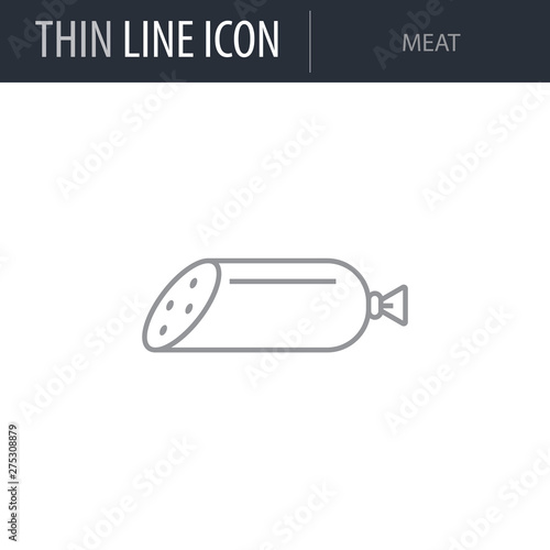 Symbol of Meat. Thin line Icon of Food. Stroke Pictogram Graphic for Web Design. Quality Outline Vector Symbol Concept. Premium Mono Linear Beautiful Plain Laconic Logo