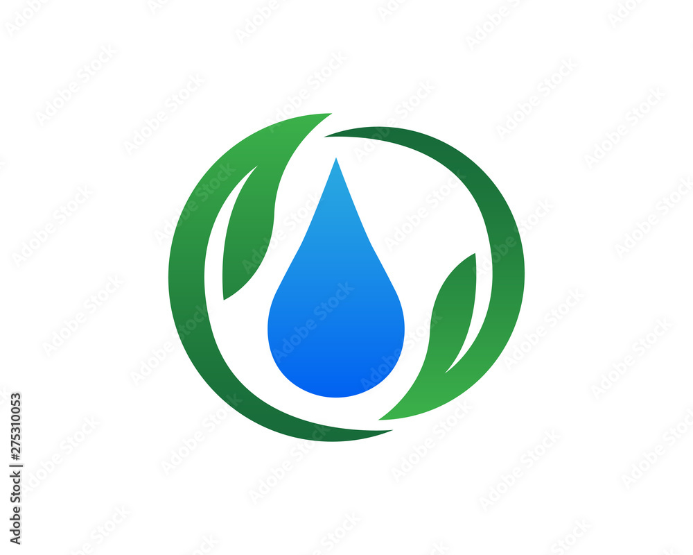 Drop water shape with tree leaf, Hydroponics Logo concept, flat design vector isolated Drop water shape with tree leaf, Hydroponics Logo concept, flat design vector isolated