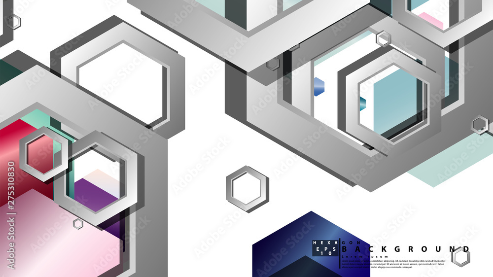 Abstract geometric background with hexagon jewels color compositions. Vector illustration