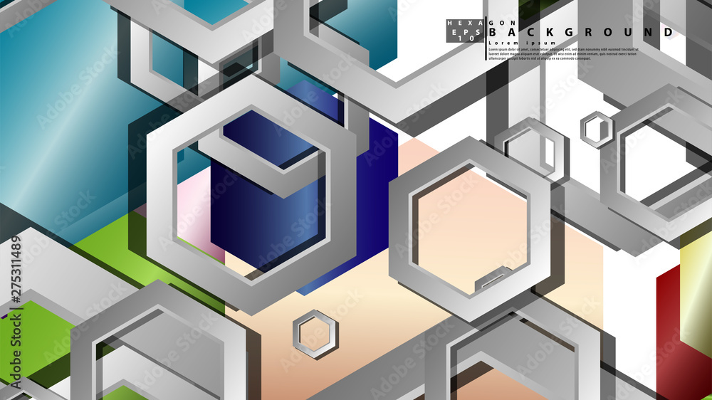 Abstract geometric background with hexagon jewels color compositions. Vector illustration Abstract geometric background with hexagon jewels color compositions. Vector illustration