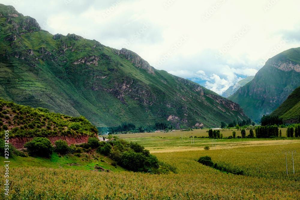 Sacred Valley Landscape and a biker Sacred Valley Landscape and a biker