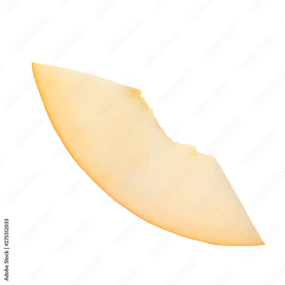 slice of yellow melon isolated on white background slice of yellow melon isolated on white background