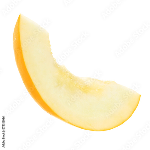 slice of yellow melon isolated on white background
