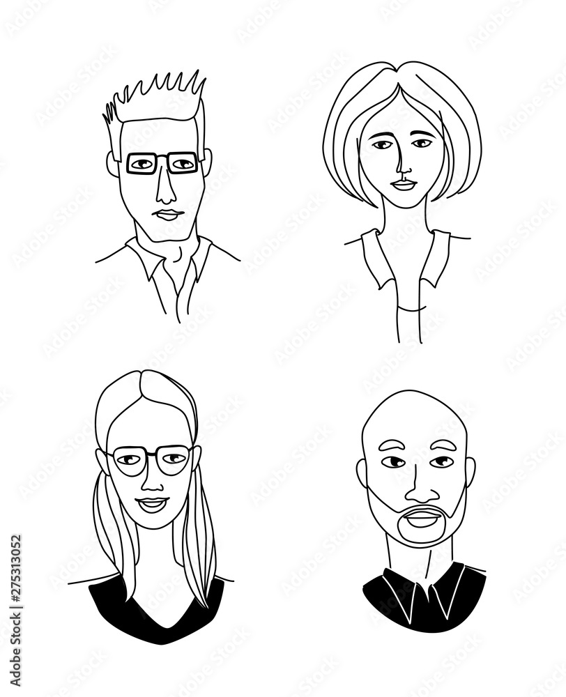 Caucasian women's men's head portraits. Mono-ethnic team gruop crowd community. Caucasian women's men's head portraits. Mono-ethnic team gruop crowd community.
