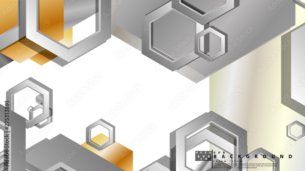 Fototapeta premium Abstract geometric background with hexagon metal color composition. Vector illustration