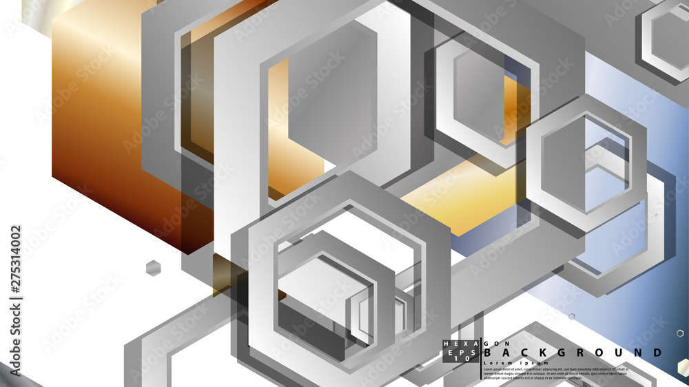 Abstract geometric background with hexagon metal color composition. Vector illustration Abstract geometric background with hexagon metal color composition. Vector illustration