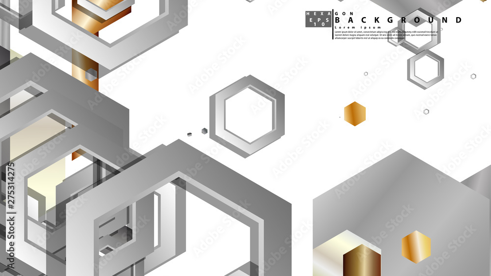 Abstract geometric background with hexagon metal color composition. Vector illustration Abstract geometric background with hexagon metal color composition. Vector illustration