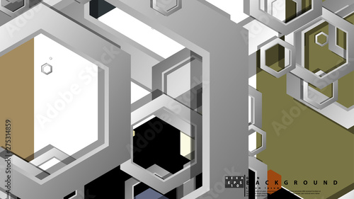 Abstract geometric background with hexagon, middle ages color composition. Vector illustration