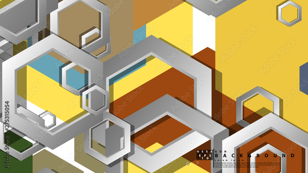 Abstract geometric background with hexagon, middle ages color composition. Vector illustration Abstract geometric background with hexagon, middle ages color composition. Vector illustration