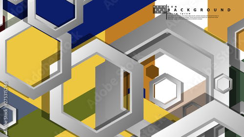 Abstract geometric background with hexagon, middle ages color composition. Vector illustration