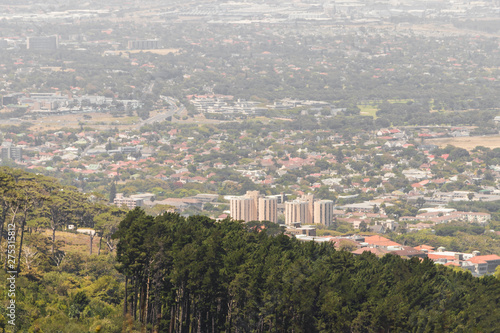 View from Table Mountain National Park in Cape Town to the Claremont area in South Africa.