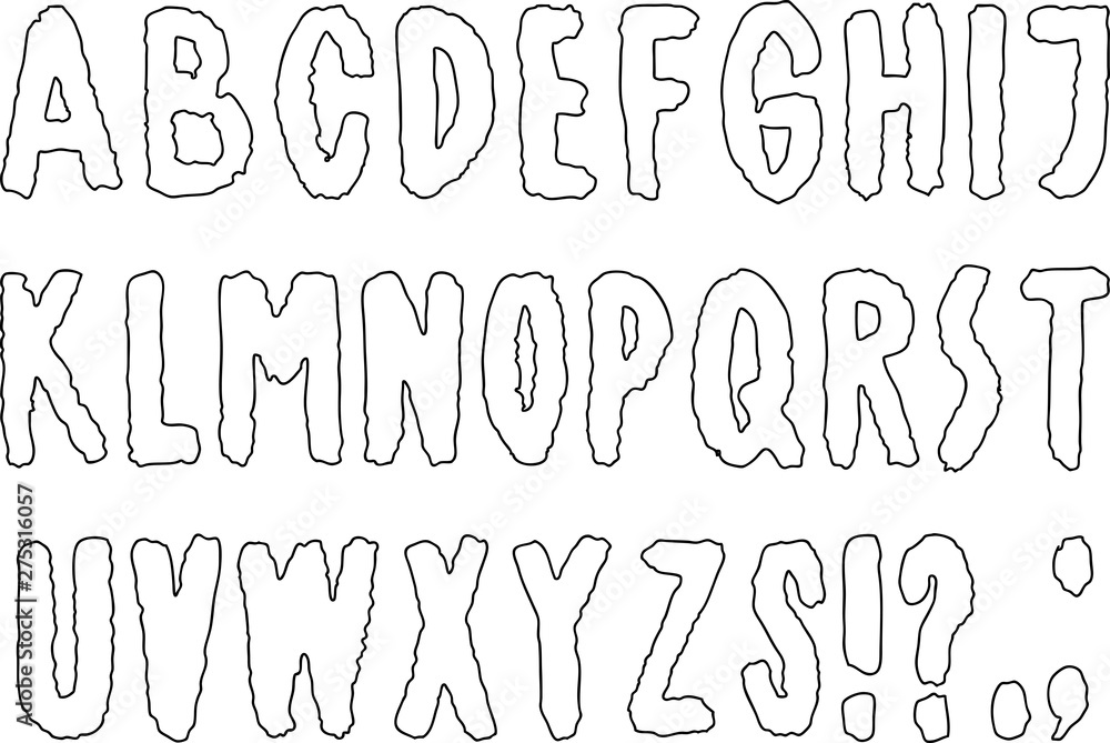 Vector image of an alphabet of outlines latin letters Vector image of an alphabet of outlines latin letters