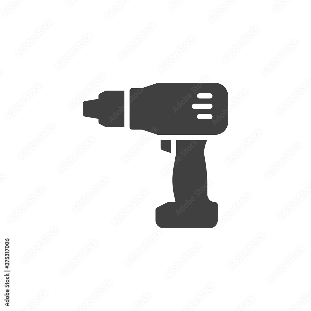 Electric screwdriver vector icon. filled flat sign for mobile concept and web design. Cordless drill glyph icon. Symbol, logo illustration. Vector graphics Electric screwdriver vector icon. filled flat sign for mobile concept and web design. Cordless drill glyph icon. Symbol, logo illustration. Vector graphics