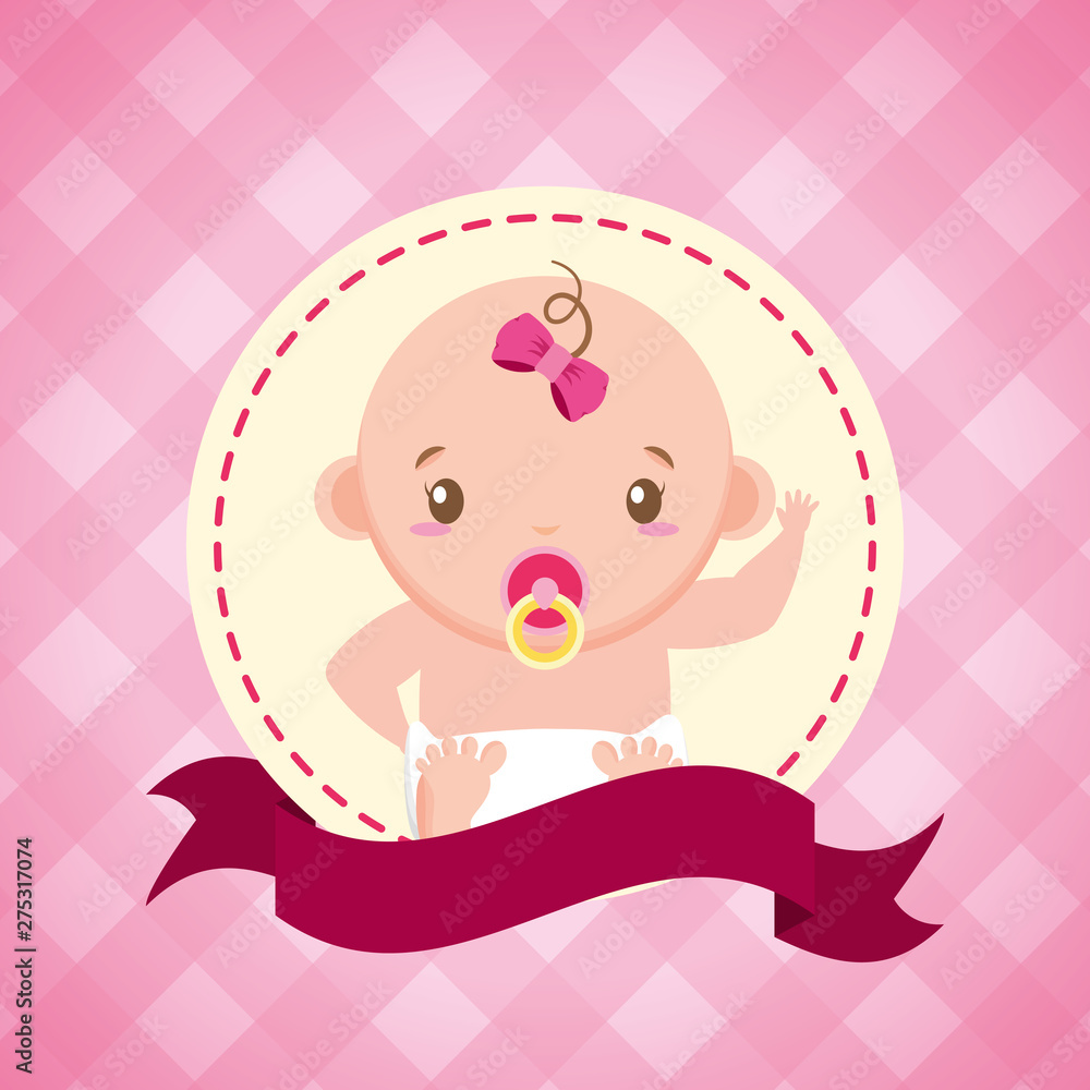 little girl with pacifier baby shower card little girl with pacifier baby shower card