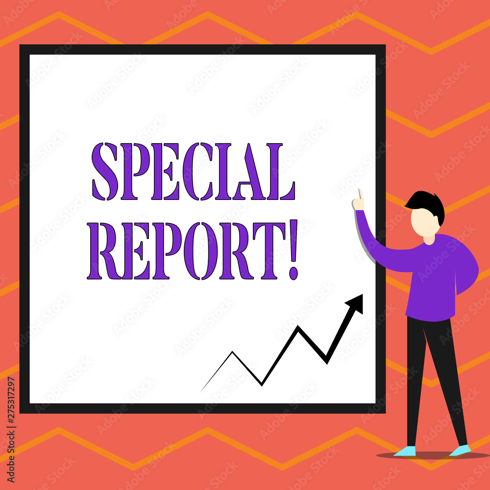 Writing note showing Special Report. Business concept for the latebreaking news Special coverage or news flash Writing note showing Special Report. Business concept for the latebreaking news Special coverage or news flash