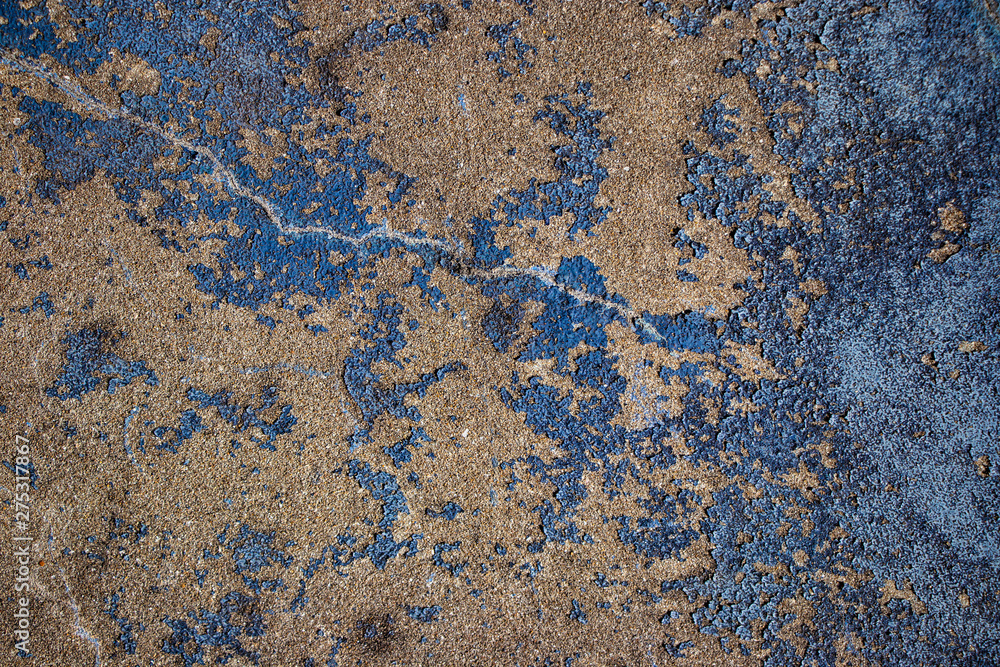Rough extreme worn ground blue painted grunge vintage texture background