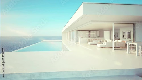 3D-Illustration. modern luxury summer villa with infinity pool