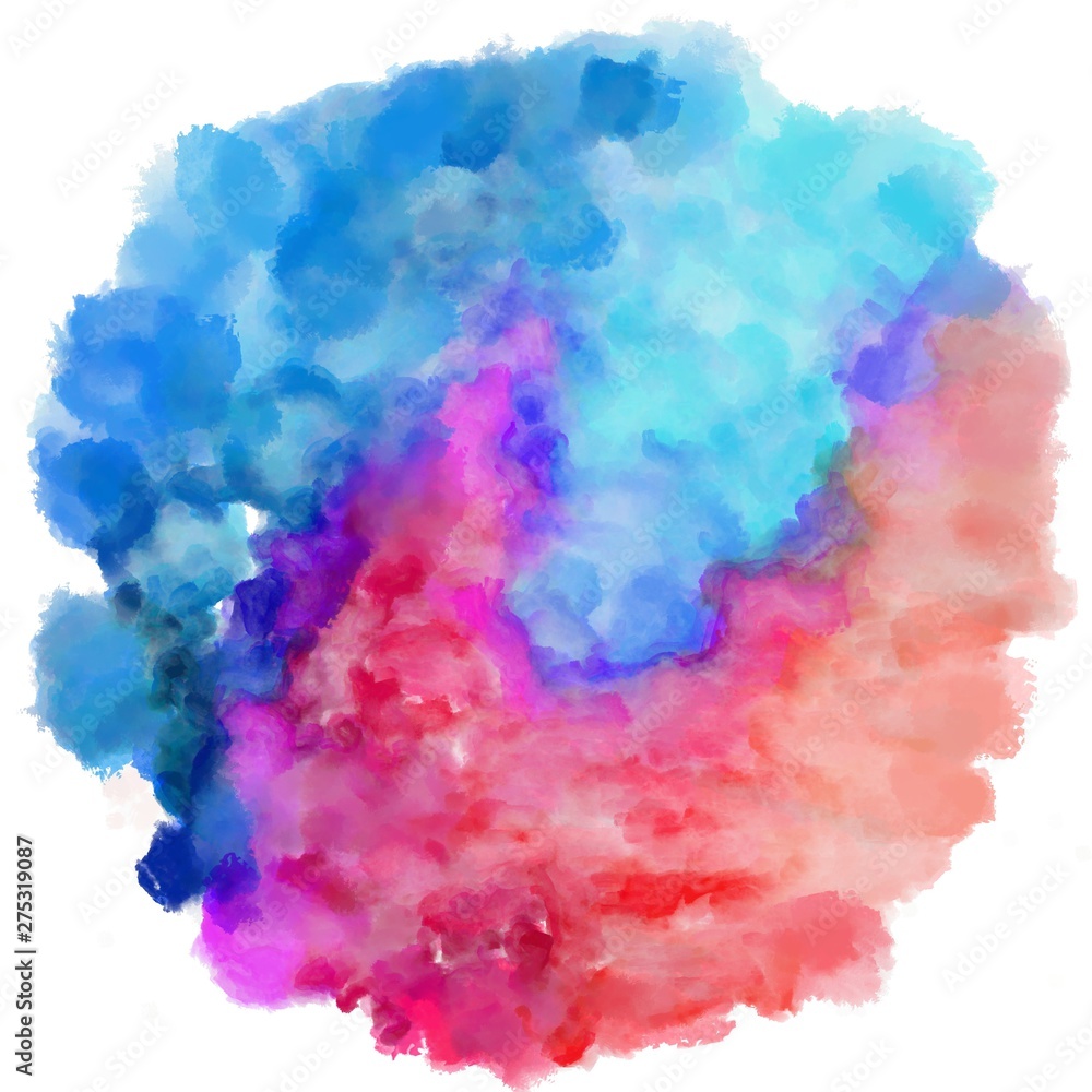 circular painting with pastel violet, steel blue and pale violet red watercolor graphic background illustration