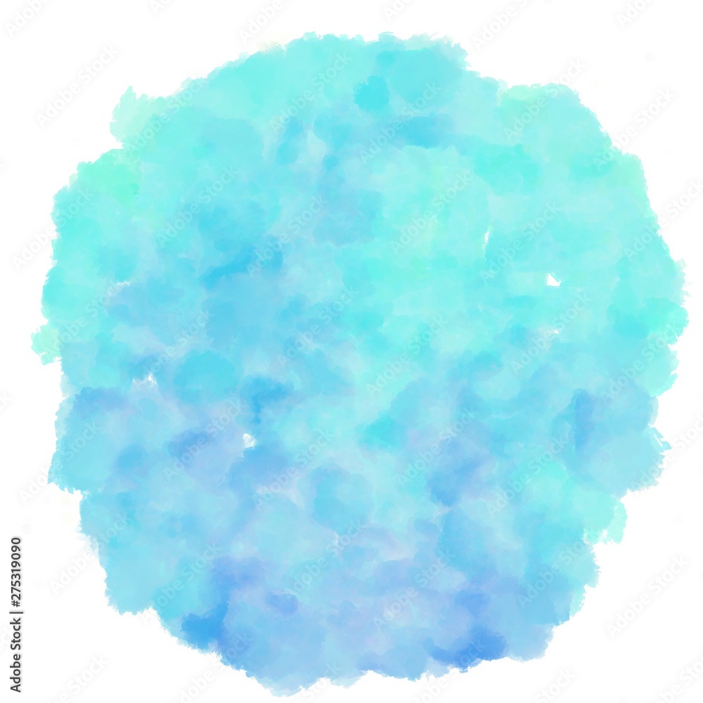 baby blue, pale turquoise and light cyan watercolor graphic background illustration. circular painting can be used as graphic element or texture
