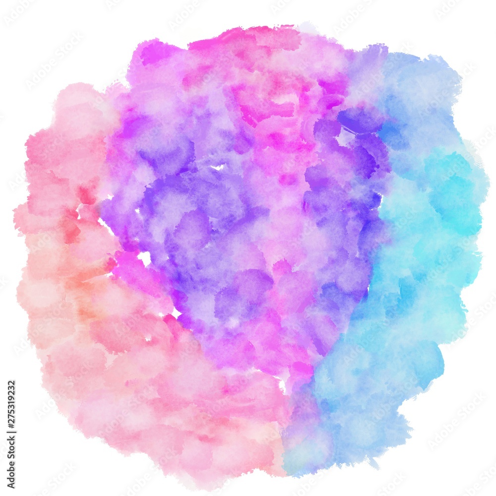 plum, powder blue and medium orchid watercolor graphic background illustration. circular painting can be used as graphic element or texture