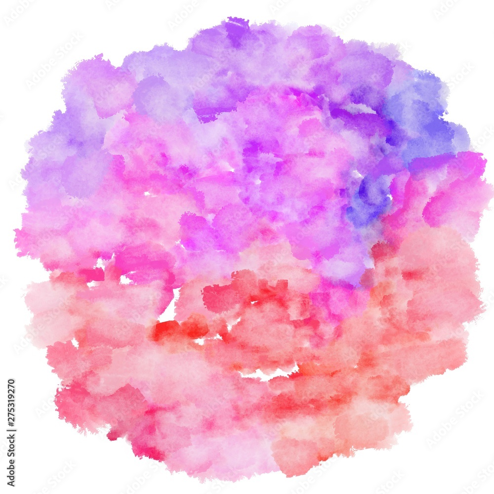 watercolor plum, mulberry  and light coral color. circular painting graphic background illustration