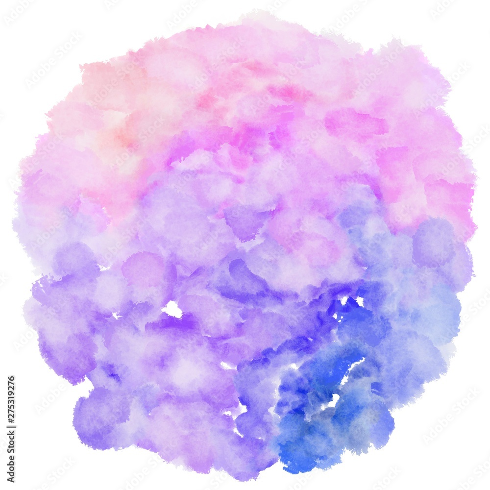 watercolor thistle, royal blue and medium purple color. circular painting graphic background illustration