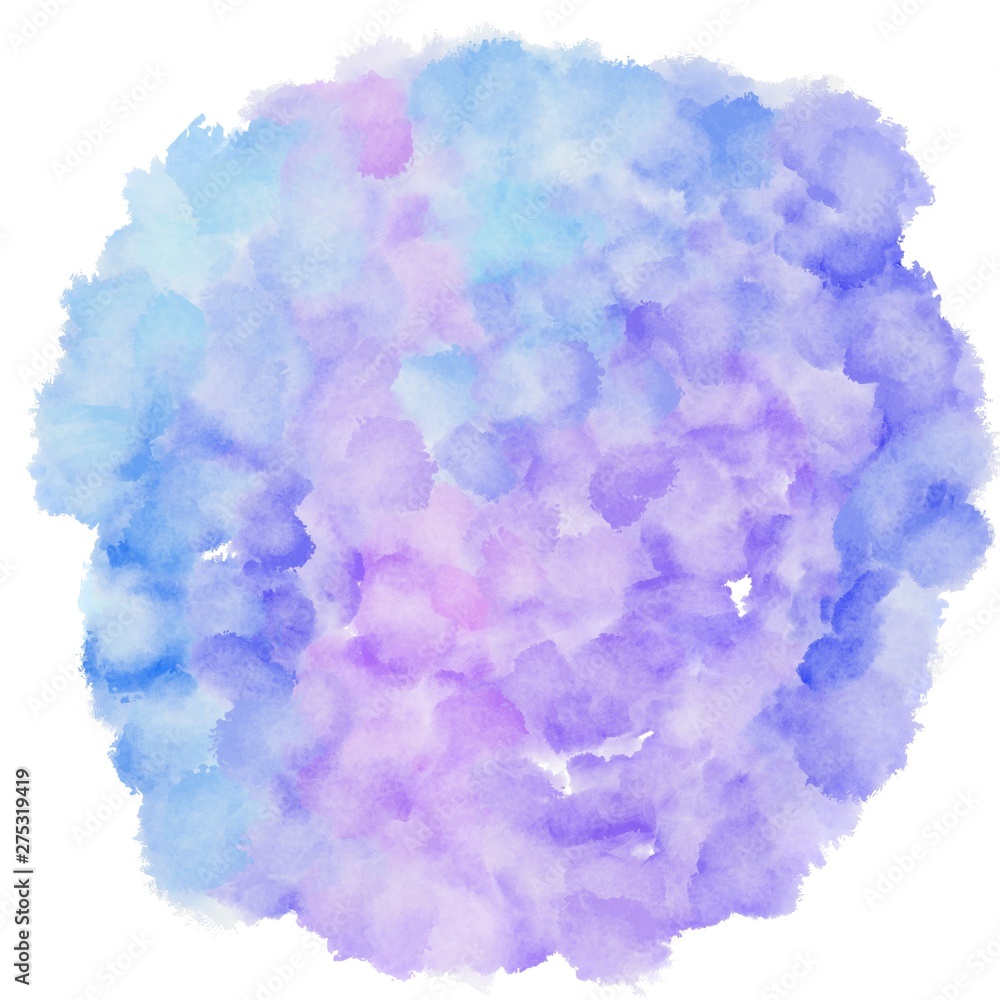 lavender blue, light steel blue and corn flower blue watercolor graphic background illustration. circular painting can be used as graphic element or texture
