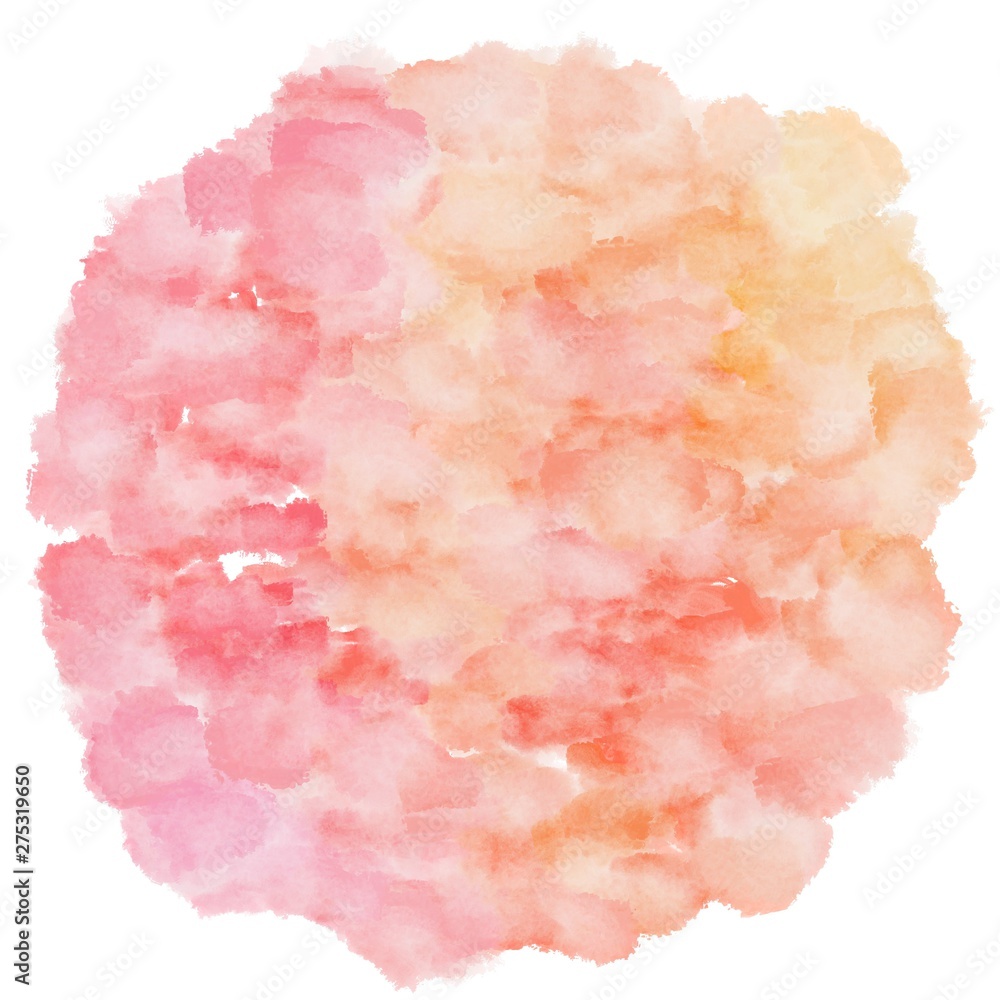 Fototapeta premium baby pink, light salmon and salmon watercolor graphic background illustration. circular painting can be used as graphic element or texture
