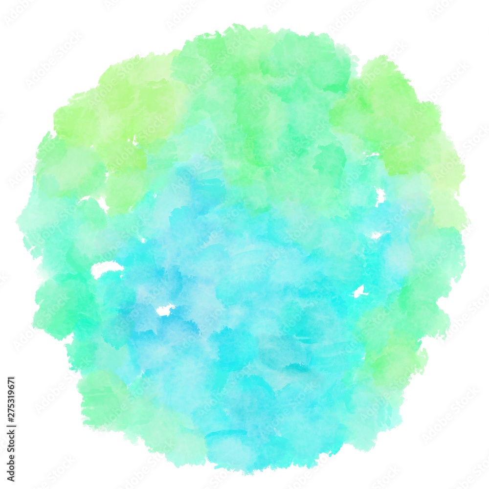 aqua marine, pale green and turquoise watercolor graphic background illustration. circular painting can be used as graphic element or texture