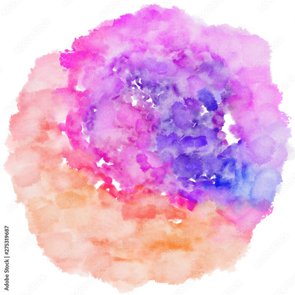 watercolor plum, light pink and dark orchid color. circular painting graphic background illustration