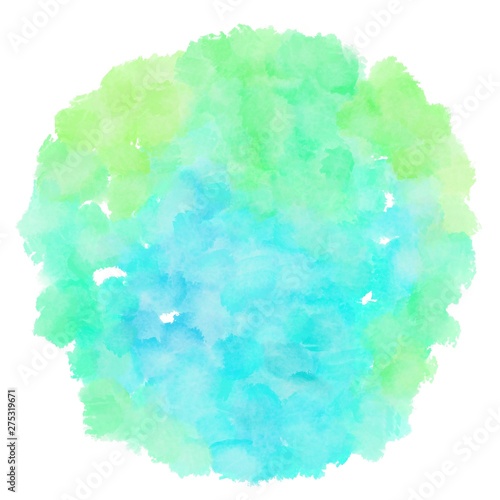 aqua marine, pale green and turquoise watercolor graphic background illustration. circular painting can be used as graphic element or texture