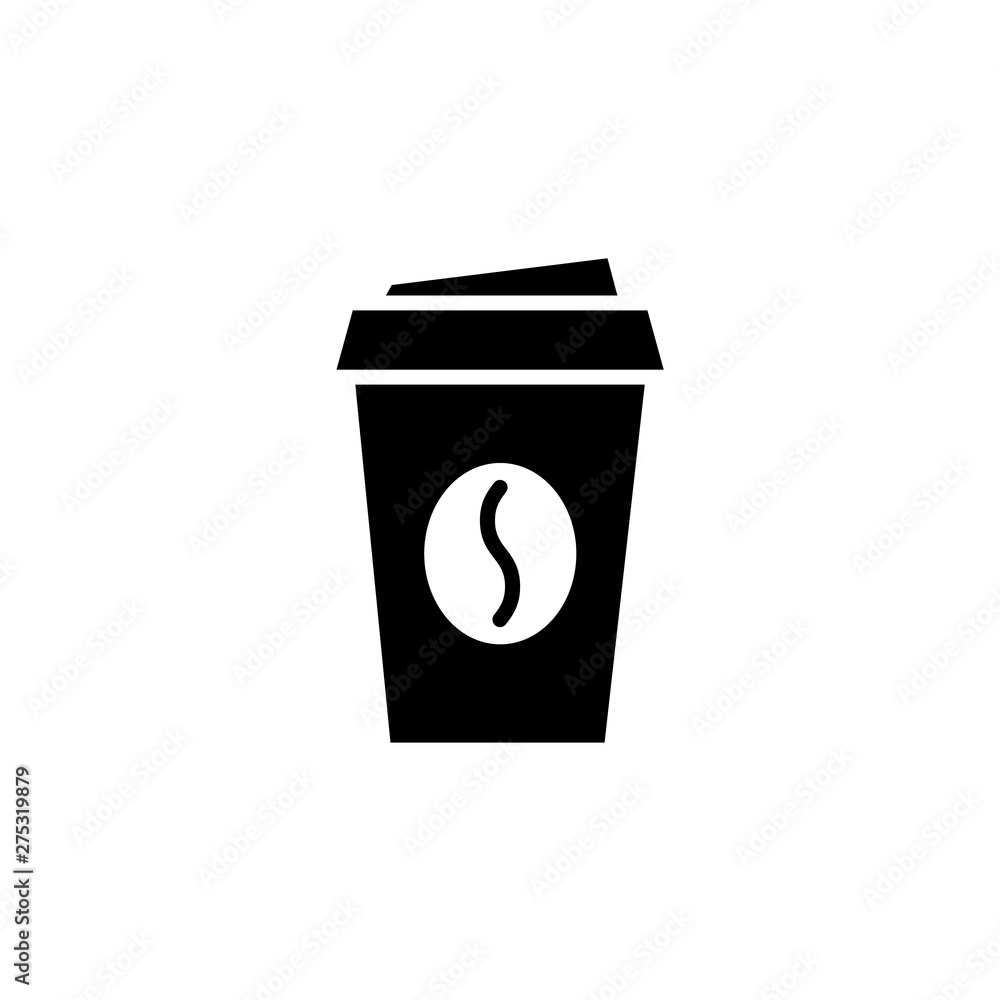 Disposable coffee cup black icon on white background Disposable coffee cup black icon on white background