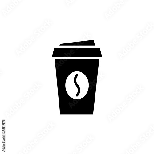 Disposable coffee cup black icon on white background